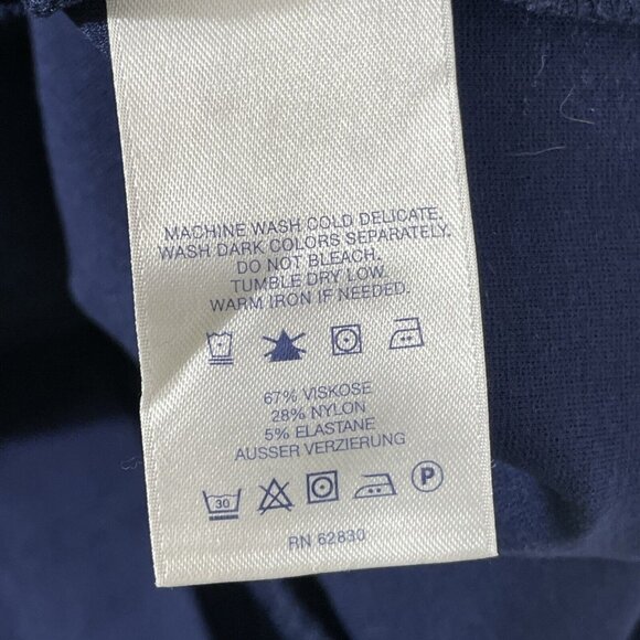 Lands End Ponte Knit Dress‎ Womens Size 6 Blue Green Trim V-Neck Viscose Stretch - Picture 9 of 12